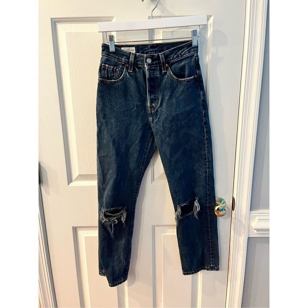 Levi’s 501 Button Fly Distressed Ladies Jeans sz 23X26